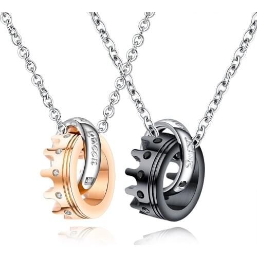 FATE LOVE Couples Wedding Necklace & Pendants for Women Men Stainless Steel Link Chain Fashion jewelry Valentines Day Gift