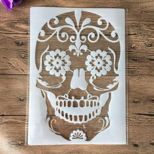 A4 29 * 21cm DIY Stencils Wall Painting Scrapbook Coloring Embossing Album Decorative Paper Card Template,wall skull stencil