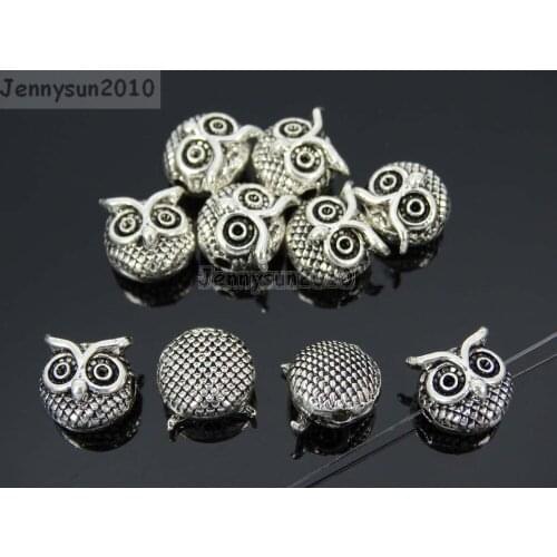 Solid Metal Vintage Tibetan Silver Cute Owl Bracelet Necklace Connector Charm Beads 50Pcs/Pack