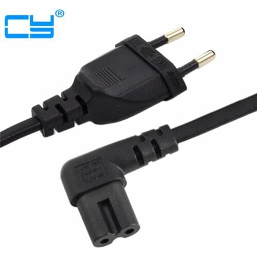Angled 1M Power Cord Cable EU 2-Prong AC Plug Adapter Lead Figure 8 C7 to Euro EU European 2 Pin AC Plug extension cable