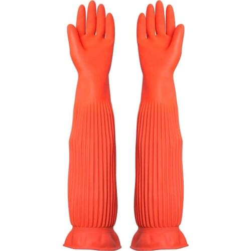 56CM Waterproof Household Gloves Warm Dishwashing Glove Water Dust Stop Cleaning Long Rubber Gloves Housework Kitchen Tools