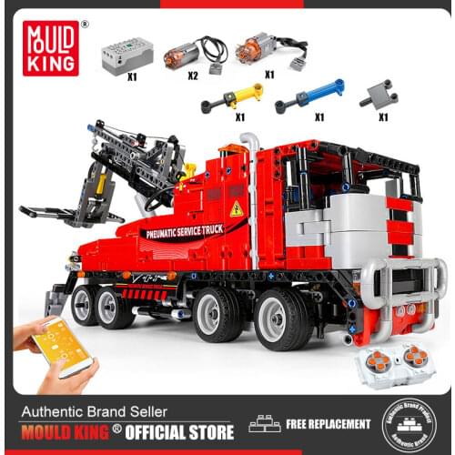MOULD KING High-Tech Remote Control Car The APP RC Motorized Pneumatic Service Truck Model Building Blocks Bricks Christmas Gift