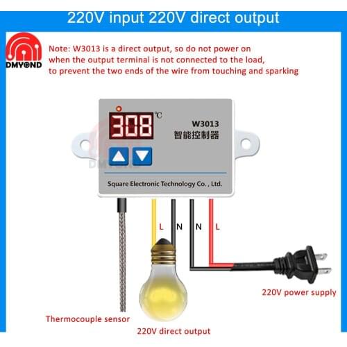 W3013 digital thermostat K-type thermocouple high temperature controller vegetable oil burner fuel machine 1M AC 110V AC 220V