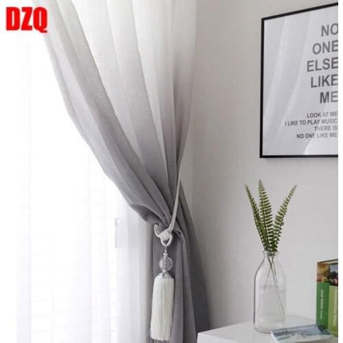 Modern Blue Gradient Curtain Tulle Window Curtains For Living Room Bedroom Kitchen Sheer Curtains Window Treatment Blinds #4