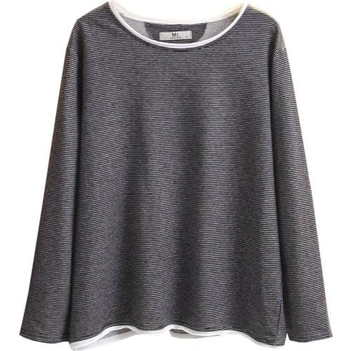 Spring Summer 2021 Women T Shirt Oversize Fashion Casual Clothes Female Tops Striped Long Sleeve Camiseta Mujer