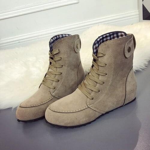 Snow boots women 2019 new lace-up Suede Ankle boots shoes woman botas british wind warm Autumn Fashion boots flat women shoes