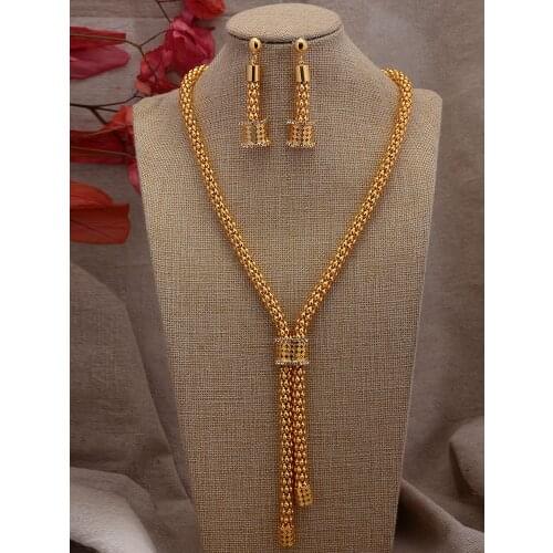 Jewelry set 24K Dubai Ethiopian Gold Color Jewelry sets For women indian African Necklace Earrings wedding Party Bridal Gifts