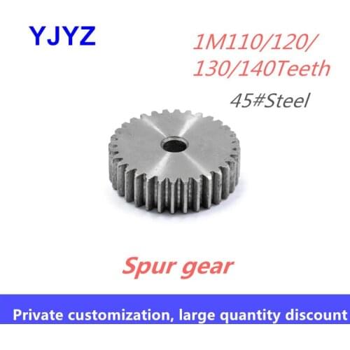 1M 110/120/130/140Teeth pinion 45# steel rack pinion spur gear thickness 10MM process hole