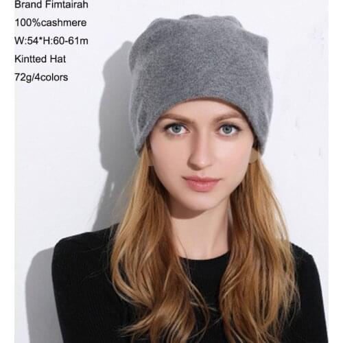 100 Cashmere knit hat loose pleated New autumn and winter European and American style warm ladies Inner Mongolia