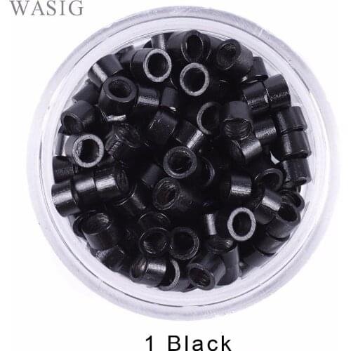 1000pcs 4.0*2.7*2.7 Hair Extension Microringe Micro links Rings Beads Links with Screws thread aluminium 1# black