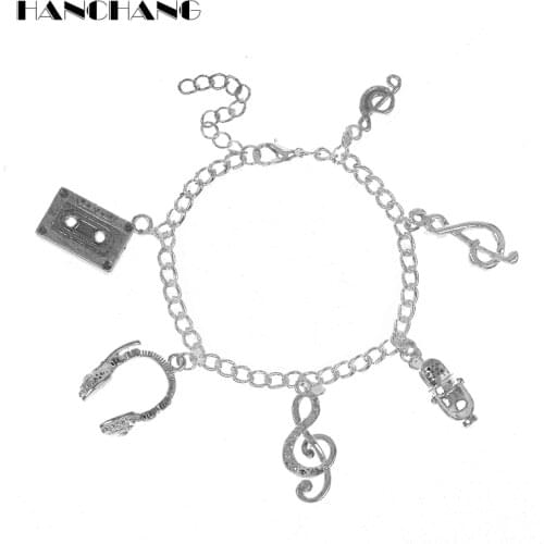 13 Thirteen Reasons Why Tape Bracelets for Women Music Sing Charm Bracelet Headphones Microphone Pendants Bracelet