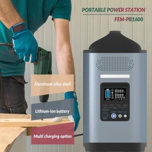 1500W High Power 1.6kWh Lithium Ion Battery Mobile Power Bank Station for Emergency