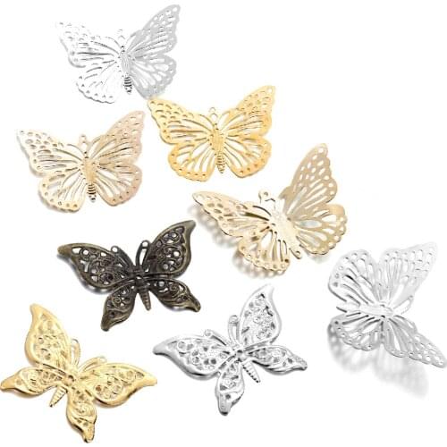 20/30Pcs Butterfly Filigree Wraps Metal Charm Pendant Connectors Crafts for DIY Jewelry Making Accessories Supplies
