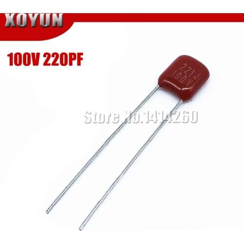 20PCS 100V221J 220PF 5% Pitch 5mm 220P 221 100V CBB Polypropylene film capacitor
