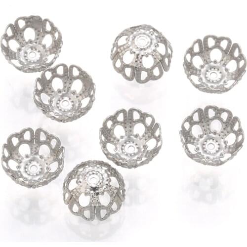 50 pcs Stainless Steel Flower bead cap bracelet Spacer Bead DIY for Jewelry Making Bracelet Findings Necklace Accessories