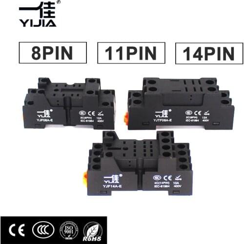 8pin 11pin 14pin Relay Socket Base High Low Power coil For LY2NJ MY2NJ MY4NJ