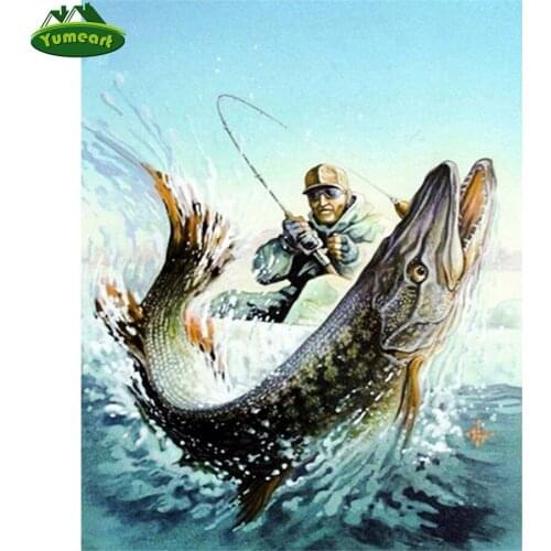 Full Square Diamond Painting Number Mosaic Fishing Man Diamond Art Rhinestone Embroidery Cross Stitch Home Decor Creative Gifts