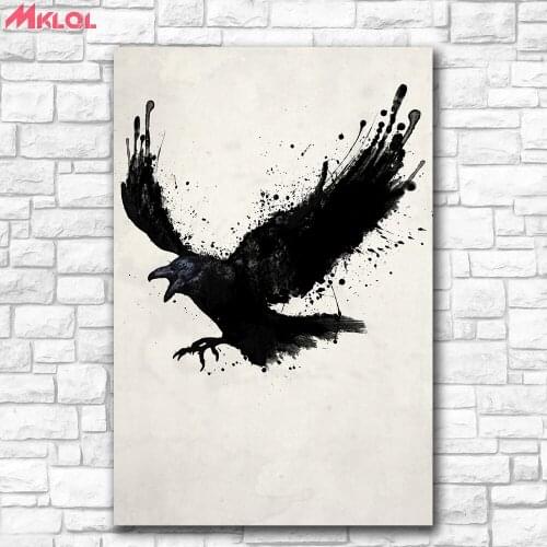 Large Size ink Oil Painting Raven Canvas Painting For Living Room Home Decor Oil Painting On Canvas Wall Painting No Frame