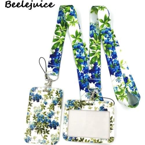 Blue Green Flowers Credit Card ID Holder Bag Student Women Travel Card Cover Badge Gifts Accessories Work Name Card Holder Gift