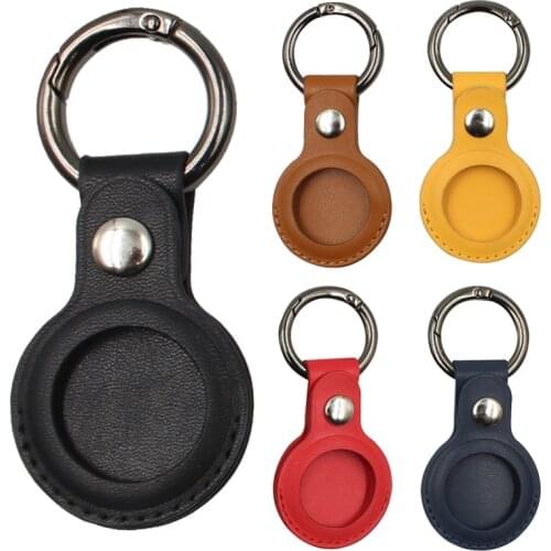 For Apple Airtags Leather Anti-lost Device Case Cover Bluetooth Tracker Locator Protective Sleeve Protector Shell Keychain