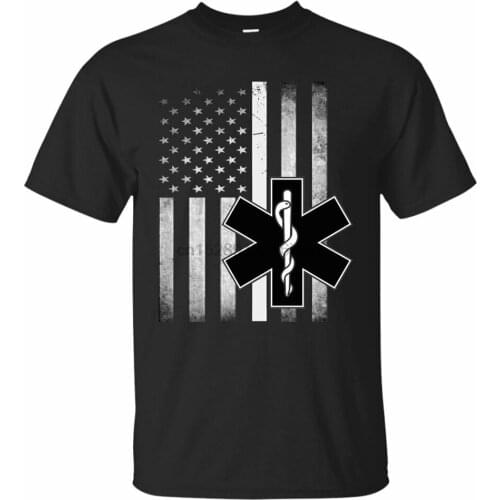 Emt Thin White Line Flag Medical T-Shirt Mens Clothing Black Navy Color Custom Graphic Tees Tee Shirt