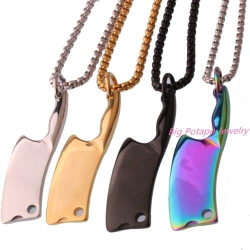 Hot Sale High Polished Stainless Steel Kitchen Knife Pendant Chef Necklace Jewish Gifts for Women and Men