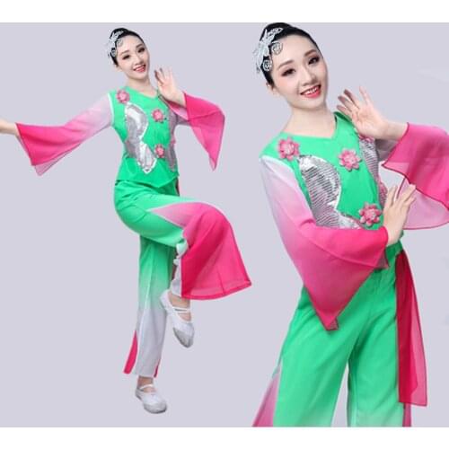 Hanfu classical dance costume female yangko clothing fan dance performance costume chinese folk dance costume for woman