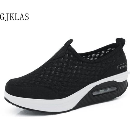 Big Size 42 Slip-on Wedge Mesh Sneakers for Women Platform Shoes Fashion Casuales Chunky Sneakers Platforms Sport Shoes Women