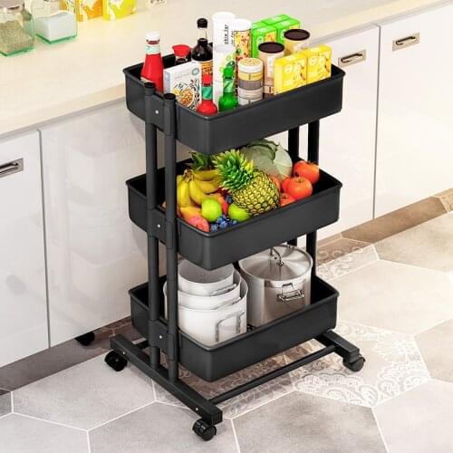 Kitchen Furniture Kitchen Islands Trolleys Rolling Storage Cart Plastic Basket Can Move Organizer Shelf Kitchen Cart