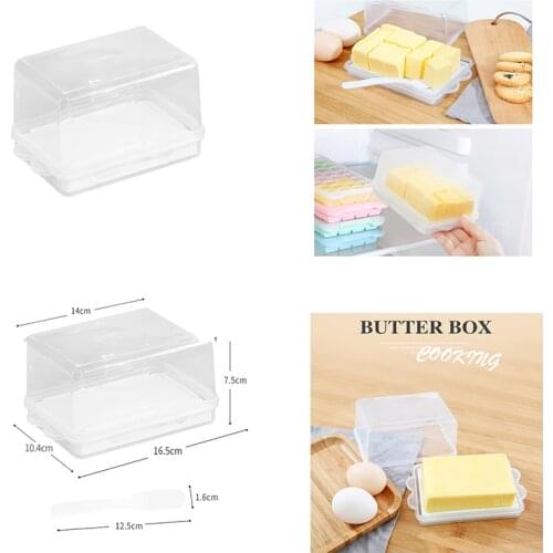 Kitchen Butter Dish Box Holder Tray With Lid and Knife Cheese Board Server Crisper Transparent Plastic Bakery Storage Container