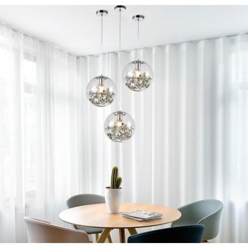 Restaurant bedroom lamp post modern creative personality single head spherical glass small chandelier LB12165