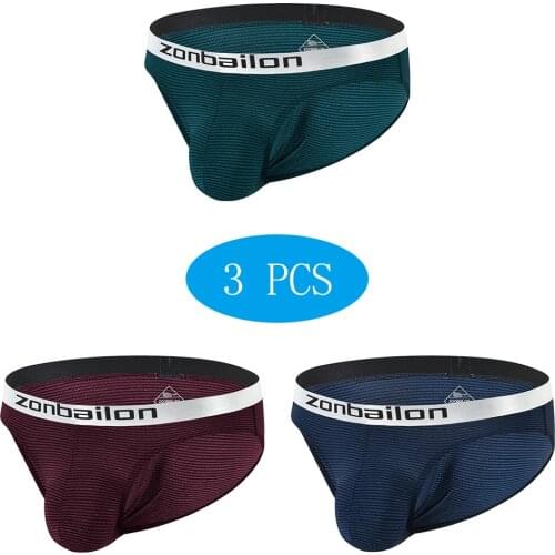 Mens Briefs Bulge 3Pcs/Lot Men Briefs Shorts U-Convex Sexy Comfortable Men Briefs Jock Strap Breathable Underwear