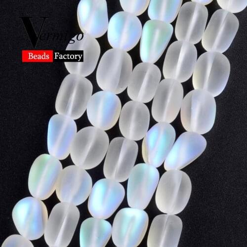 Natural Stone Irregular Matte White Austrian Crystal Beads For Jewelry Making 9*13mm Spacer Beads DIY Necklace Bracelet 15"
