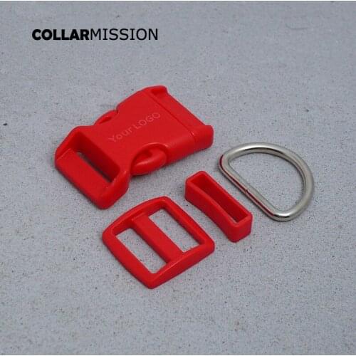 Plastic buckle+Tri-Glid+square keeper+D ring)Engraved plastic DIY dog collar red 25mm webbing sewing accessory premium quality