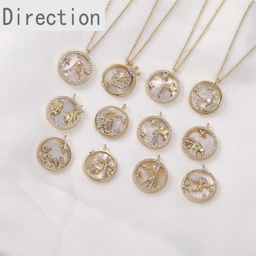 Customized 14K gold-covered 12 constellation copper inlaid zircon necklace earrings bracelet handmade materials accessories 1PCS