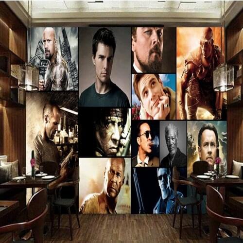 Drop Shipping Custom 3d Wallpaper Modern European American Male Star Background Wall Mural Restaurant Bar Decoration Wallpaper