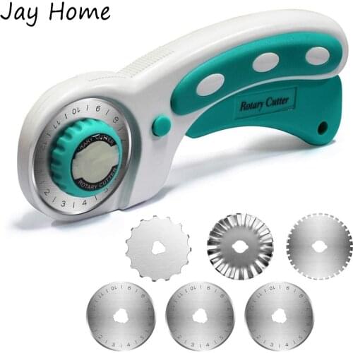 45mm Fabric Rotary Cutter & 6PCS Replacement Blades with Safety Lock for Precise Cutting for Sewing Fabric Leather Quilting