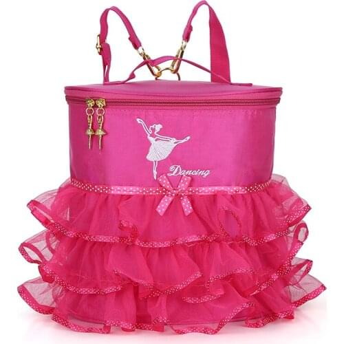 Children Girls Pink Ballet Dance Bag Backpack Canvas Dancing Ballerina Printing Ribbon Ruffles Dance Bags for Child Kids Tutu