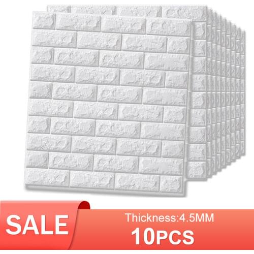 10PCS Self adhesive Waterproof TV Background Brick Wallpapers 3D Wall Sticker Living Room Wallpaper Mural Bedroom Decorative