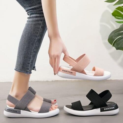 Stretch Fabric Platform Student Wedges 2021Summer New Outside Wear Sports Sandals Fashion Light Non-Slip Open Toes Women Shoes