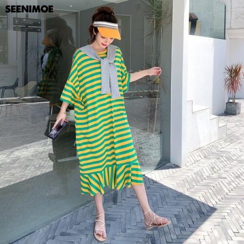 Летние платья в полоску Seenimoe China At AliExpress