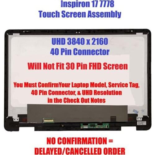 17.3" 4k UHD TJ6VM Touch Screen Assembly For Dell Inspiron 17 7778