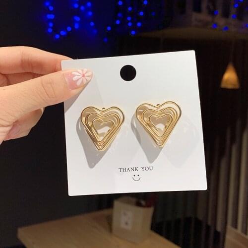 Heart Stud Earring for Women Korean Jewelry Geometric Spiral Earings Fashion Earrings Wholesale Wedding Party Earrings