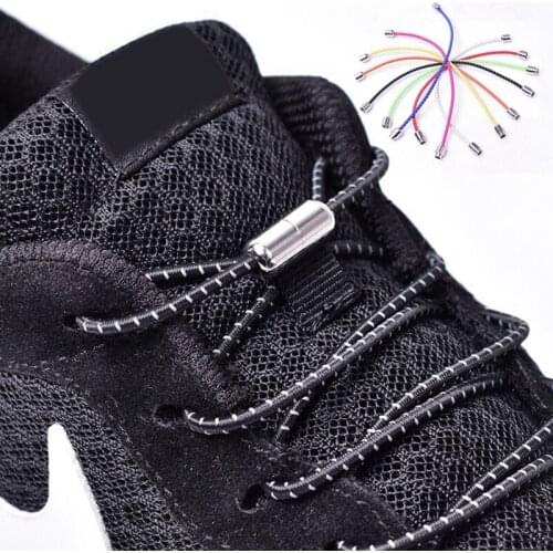 1Pair Round No Tie Shoe Laces Elastic Locking Shoelaces Kids Adult Quick Lazy Sneakers Shoelace Shoe Laces Shoestrings 25 colors
