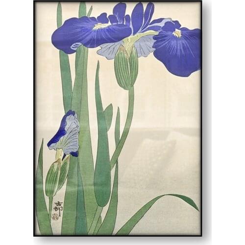 Blue Irises Ohara Koson Japanese Art Poster Vintage Flower Canvas Print Japan Woodblock Wall Art Painting Home Decoration Gift