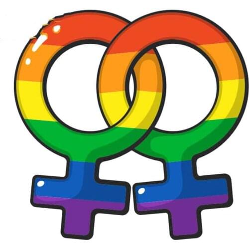 Fashion Gay Pride Women LGBT Rainbow Symbol Car Stickers Motorcycle Decals Cover Scratches Waterproof PVC 16cm X 16cm