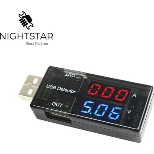 USB Current Voltage Tester USB Voltmeter Ammeter Detector Double Row Shows Black Color