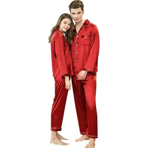 Wine red mens pajamas couple pajamas spring summer long-sleeved wedding home service dressing gowns пижама мужская 2020