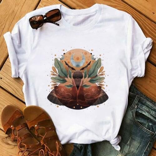 Funny t shirts women summer butterfly flowers print tshirt femme 90s aesthetic T shirt Short Sleeve T shirt For Women Clothes