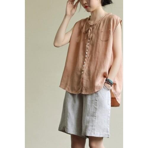 Women Loose Cotton Linen Tanks Ladies Vintage Solid Color Summer Sleeveless Tops Female Tanktops 2020